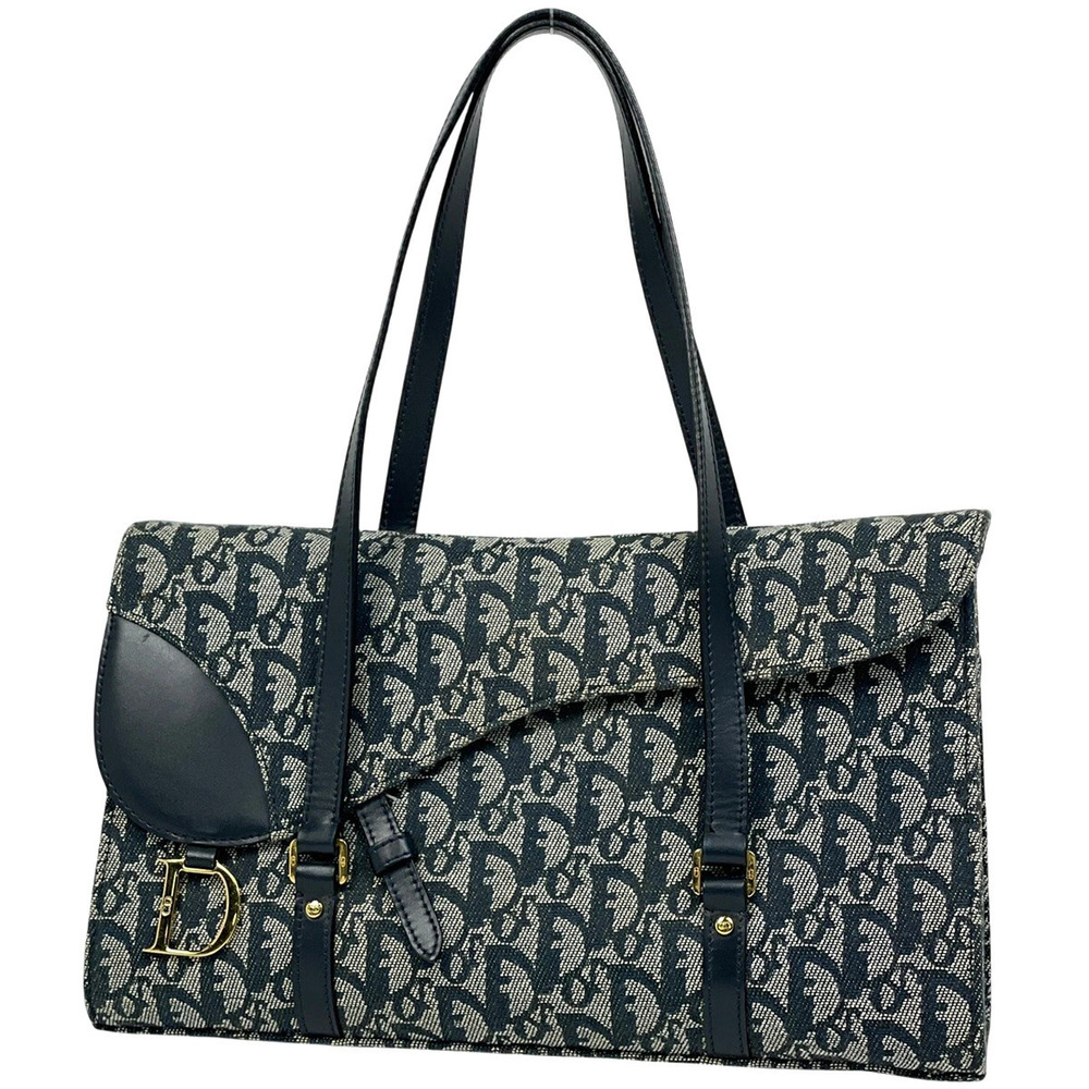 Christian Dior Trotter 2way Shoulder Bag canvas Navy Blue